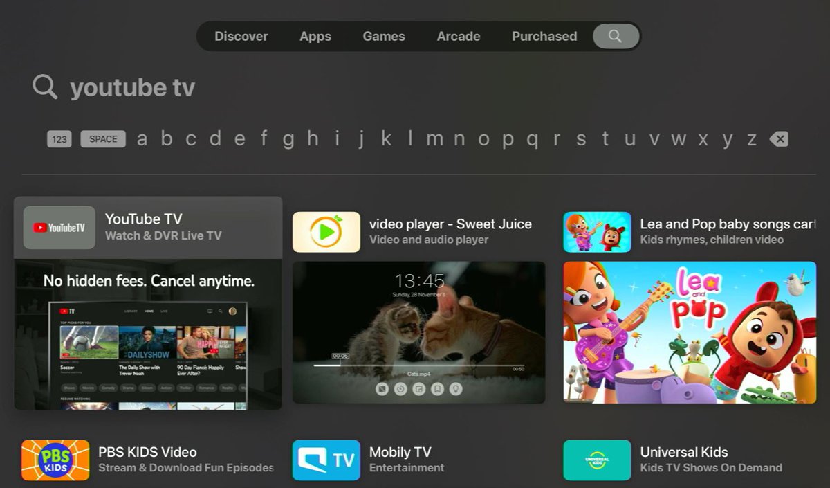 youtube tv app on app store of an apple tv