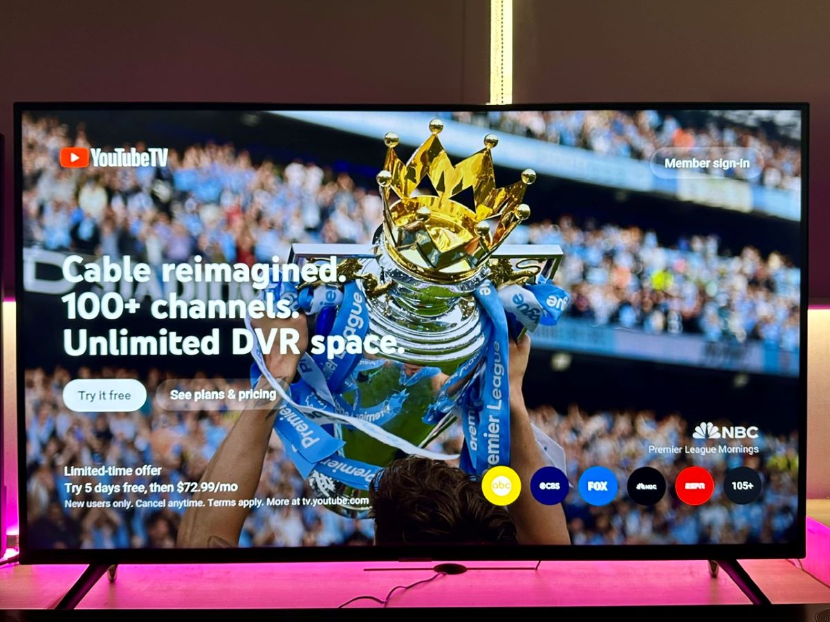 youtube tv app opened on a samsung tv