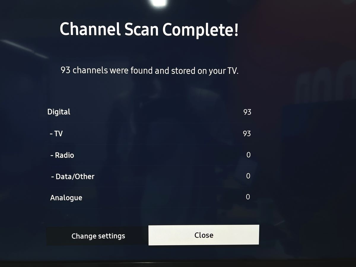 93 channels are found using auto-tunning on a samsung tv