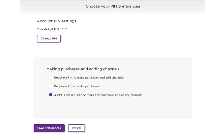 Roku pin options to remove pin code