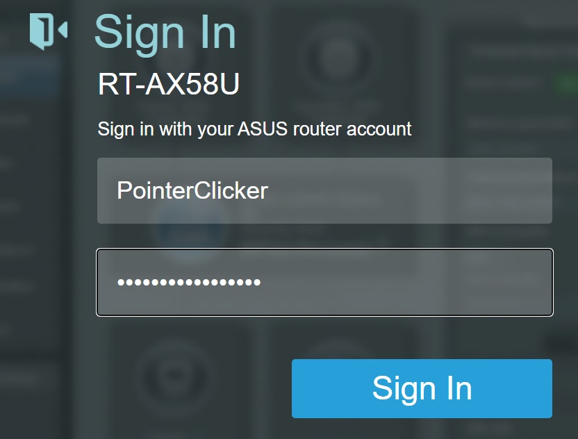The Sign in page of the Asus router