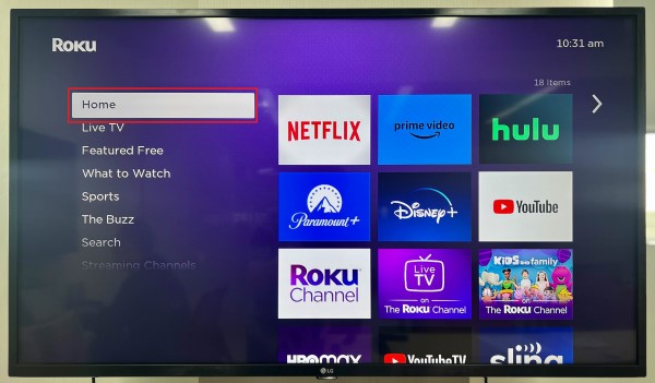 The home screen on the Roku express 4K
