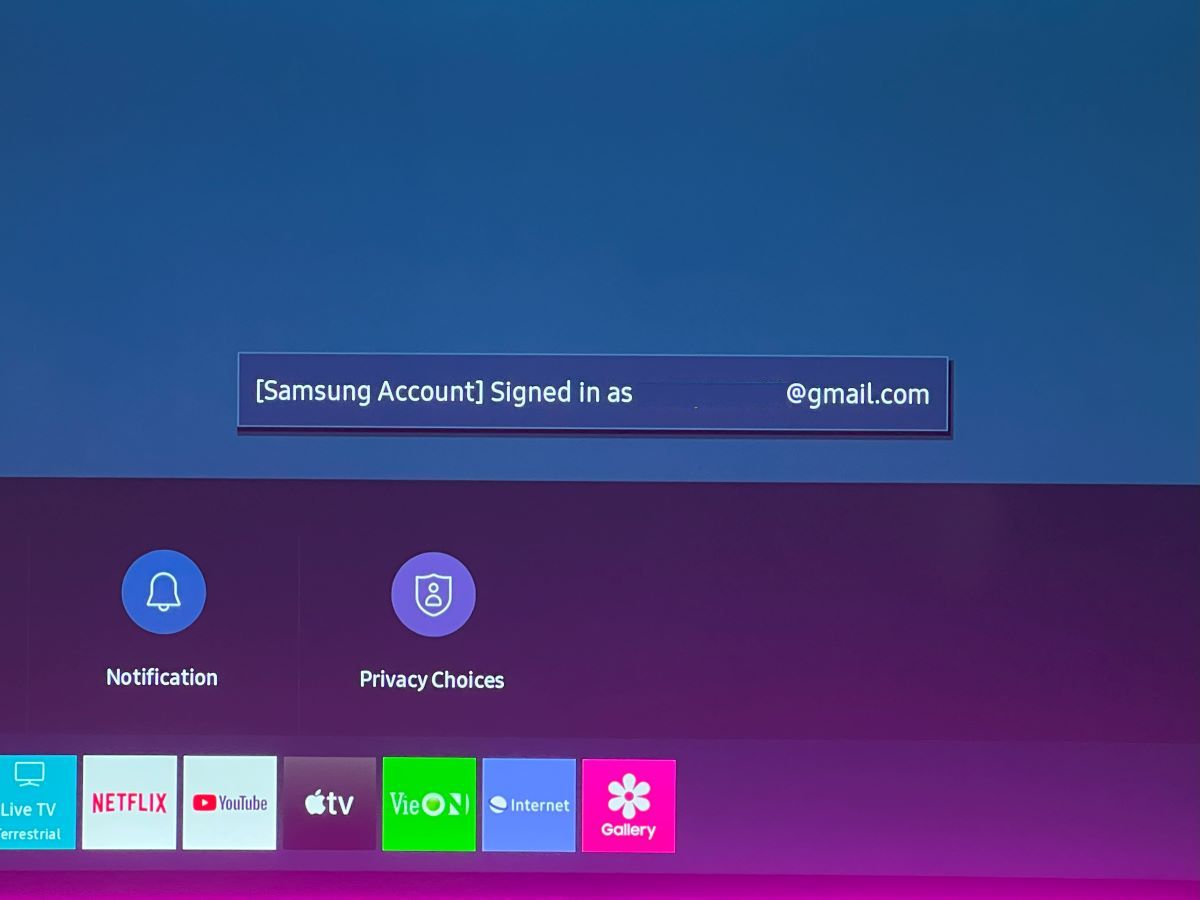 a samsung account has been signed in on a samsung tv
