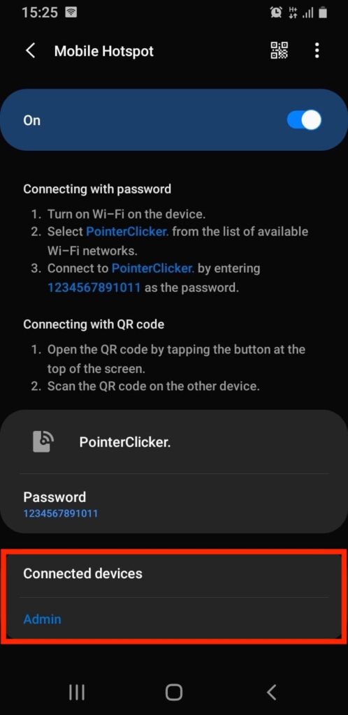 check who's connecting to the hotspot in Connected devices section