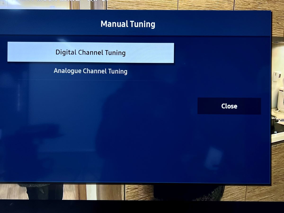 digital channel tunning option is highlighted on a samsung tv