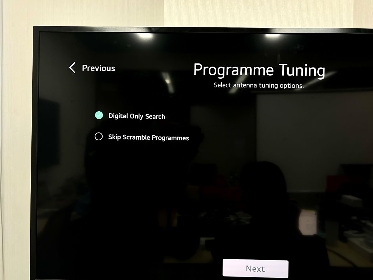 digital search only is ticked on an lg tv