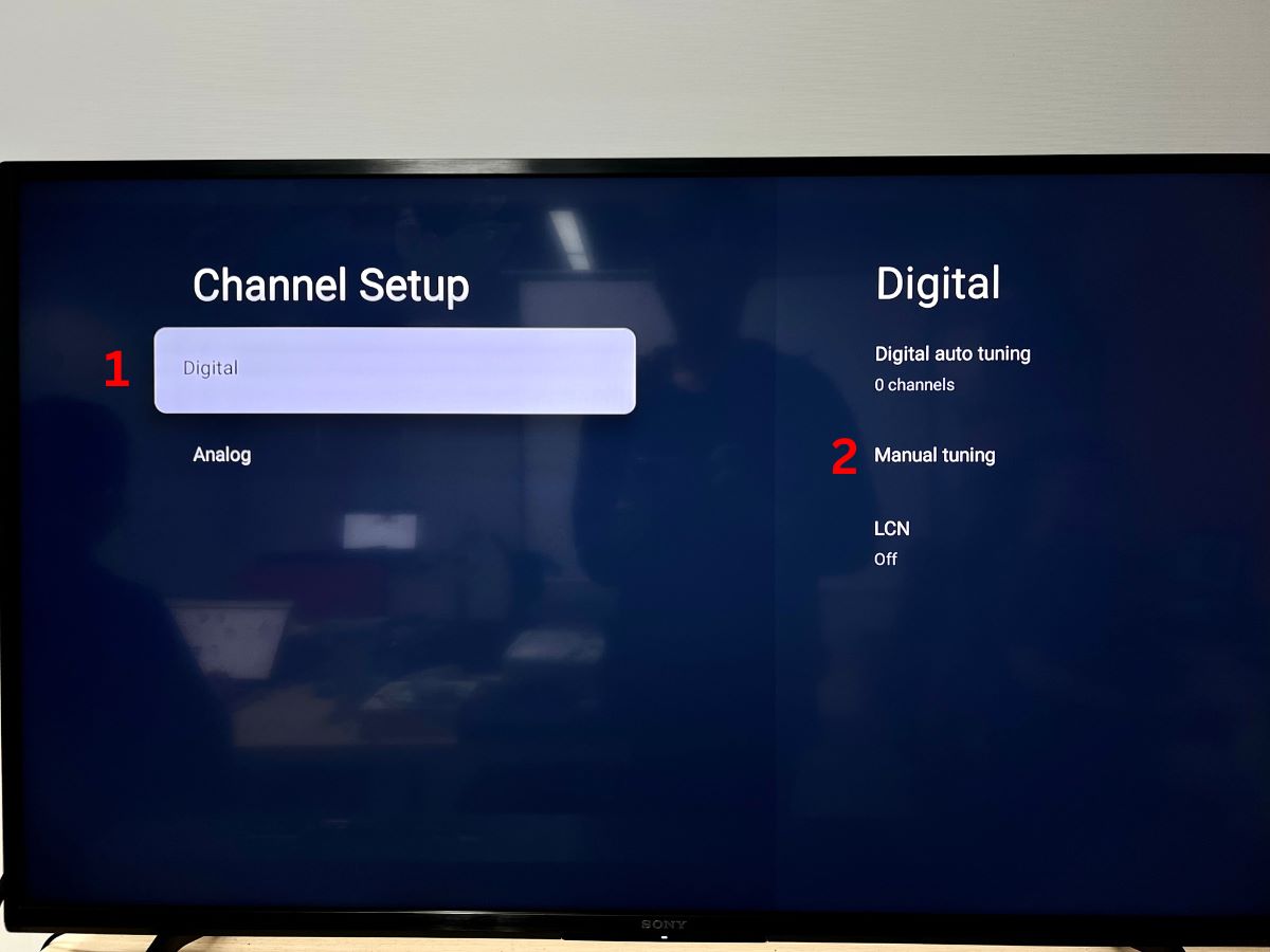 digital then manual tunning on a sony tv