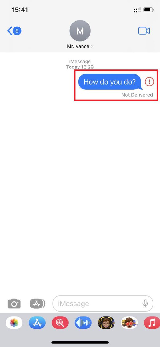 iMessage cannot be delivered notification