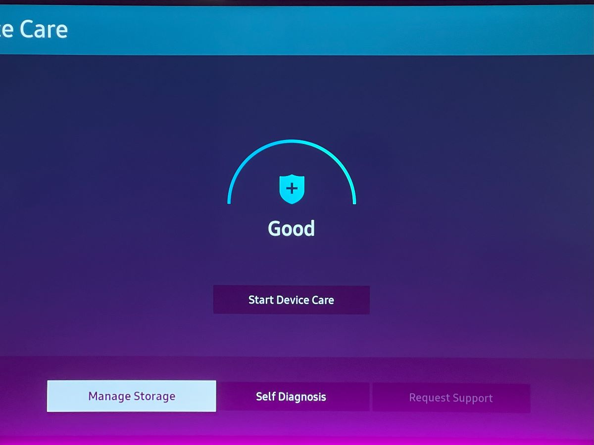 manage storage option is highlighted on a samsung tv