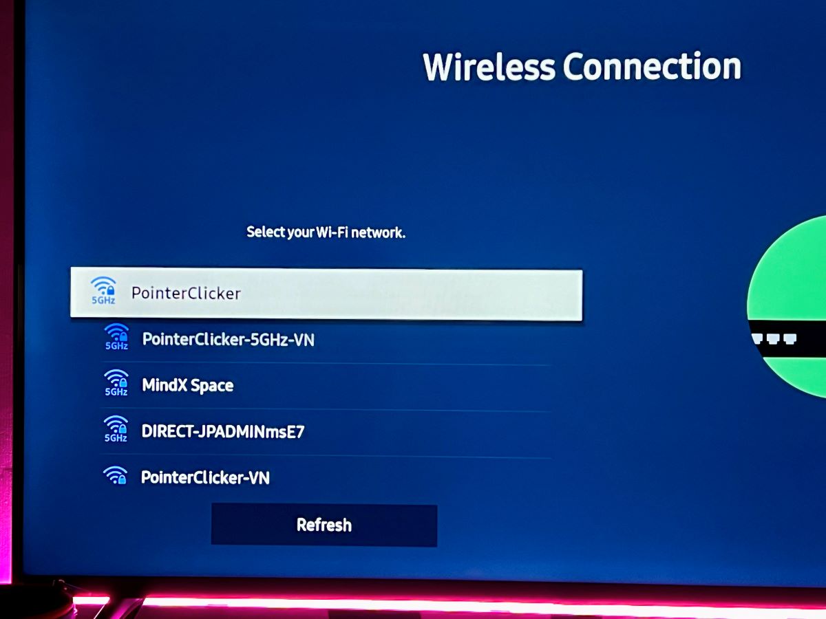 pointer clicker wifi is detected on a samsung tv