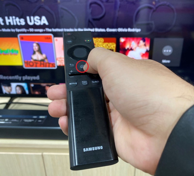 press the Home button on Samsung TV remote