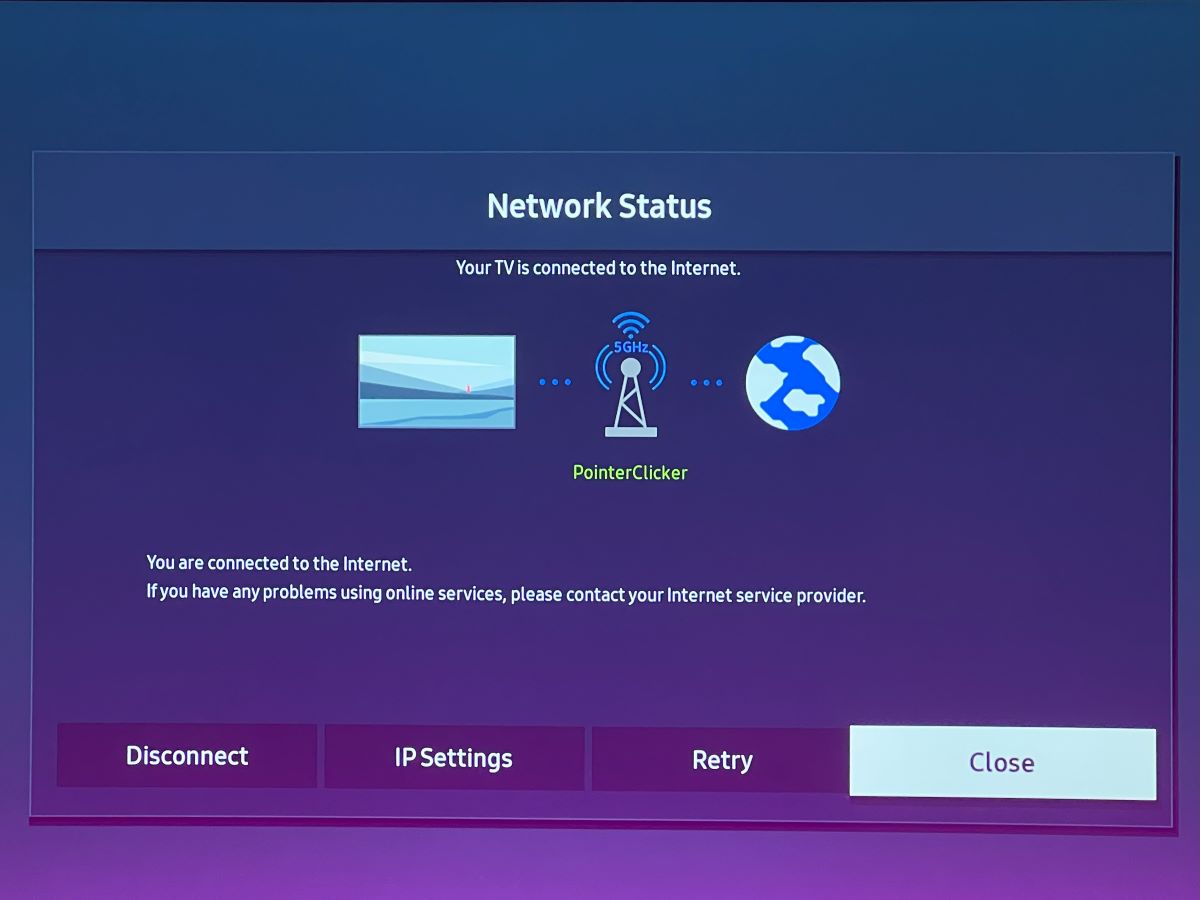 samsung tv is checking for the network status