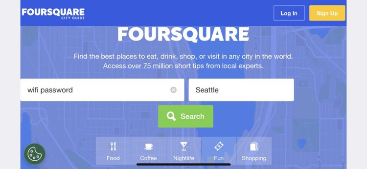 search wifi password on Foursquare