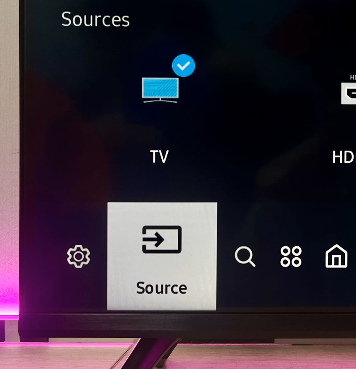 source option is highlighted on a samsung tv