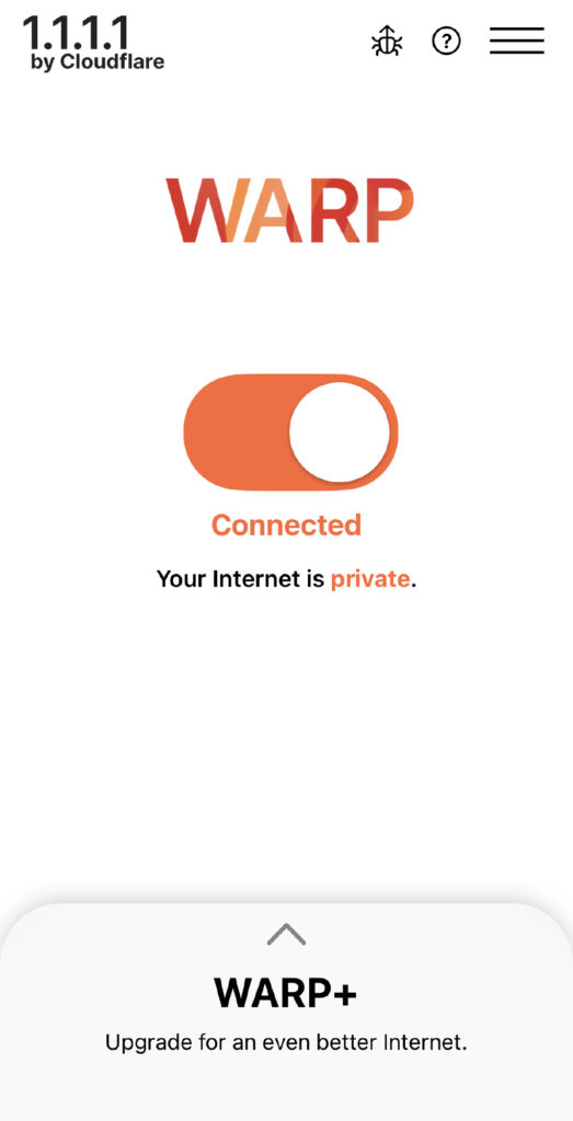 tap the slider to connect and make your Internet private