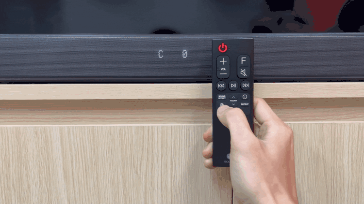 Change to the LG subwoofer volume using the LG soundbar's remote, and then turn it up and down