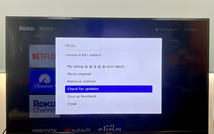 Check for updates on Roku