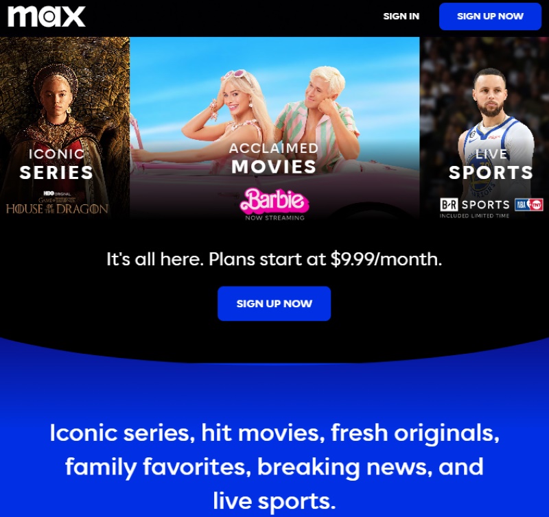 HBOX MAX home screen website