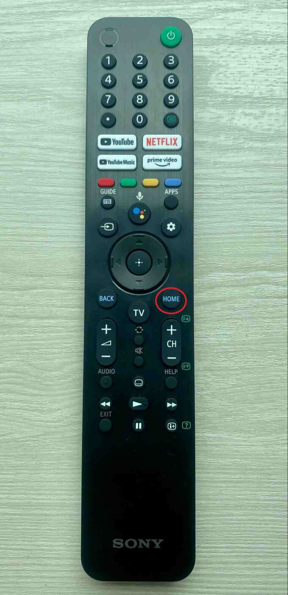 Home button on Sony TV remote