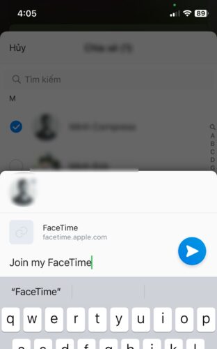 Join my FaceTime share link to a contact on iPhone