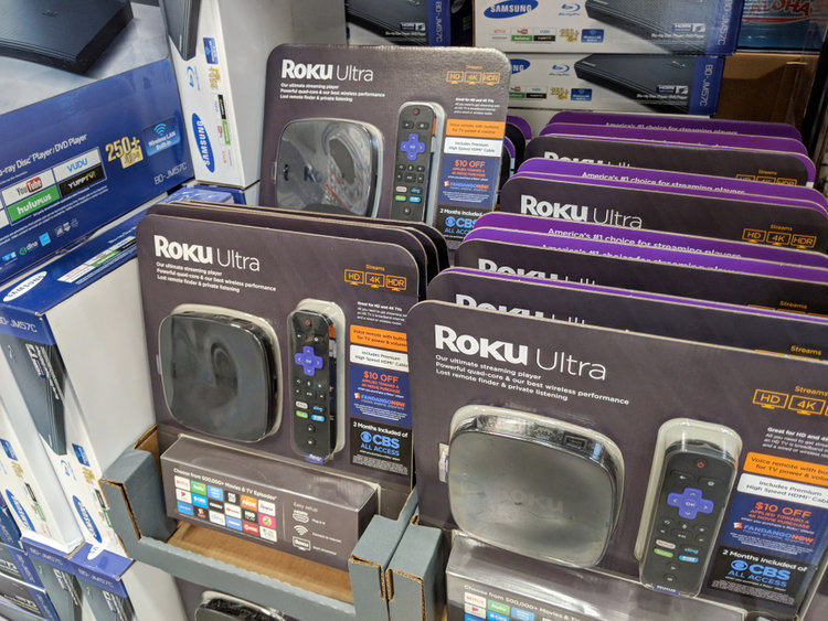 Roku Ultra on display on shelf