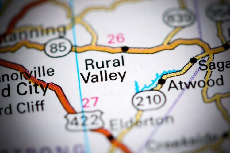Rural Valley Pennsylvania USA on map