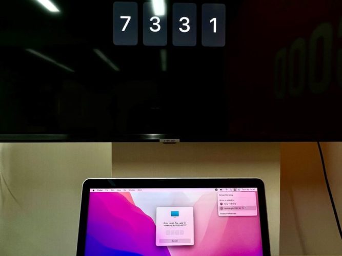 Samsung tv displays Airplay code when being paired with a macbook