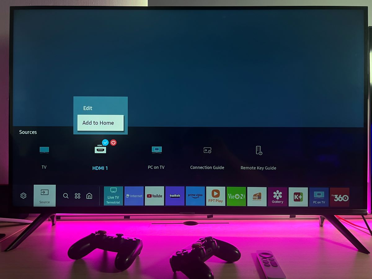 The Add to Home source feature on Samsung TV