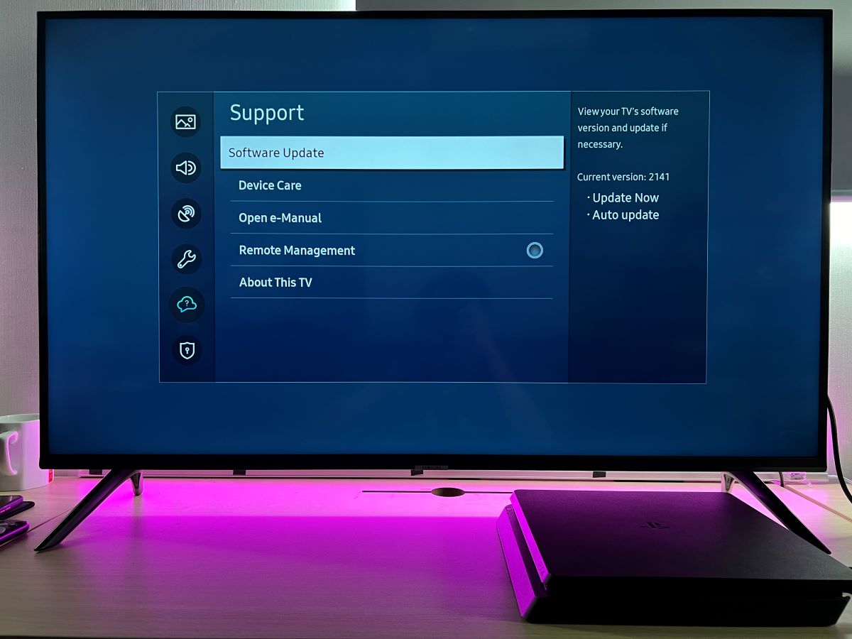 The Software update option on Samsung TV