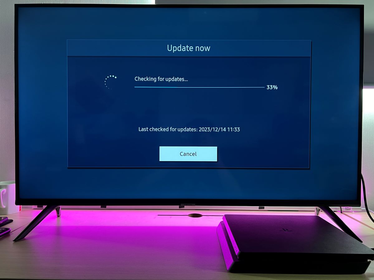 The Update progress that is running on Samsung TV