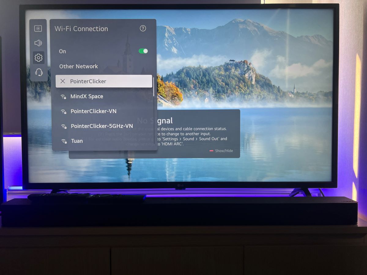 The Wi-Fi Connection list on LG TV