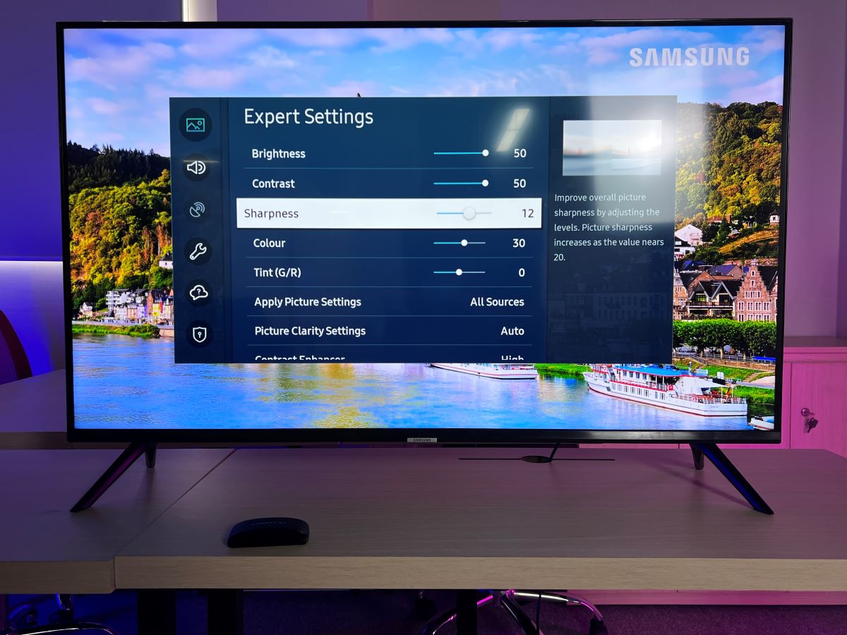 The expert pictures settings on Samsung TV