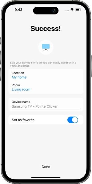 The iPhone 13 running SmartThings app is successfully controlled the Samsung TV