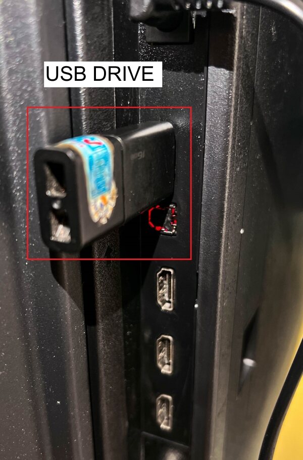 a USB flash drive plugged into USB port on TV