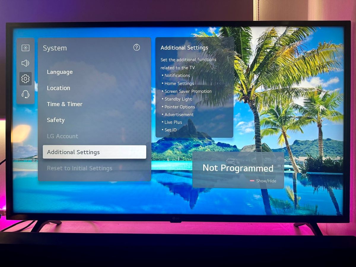 additional settings option is highlighted on an lg tv