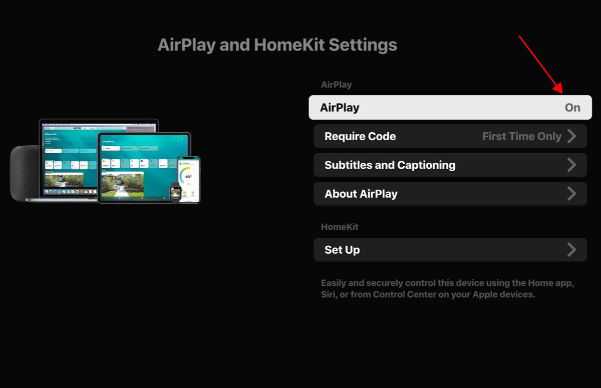 airplay option on a roku is toggled on