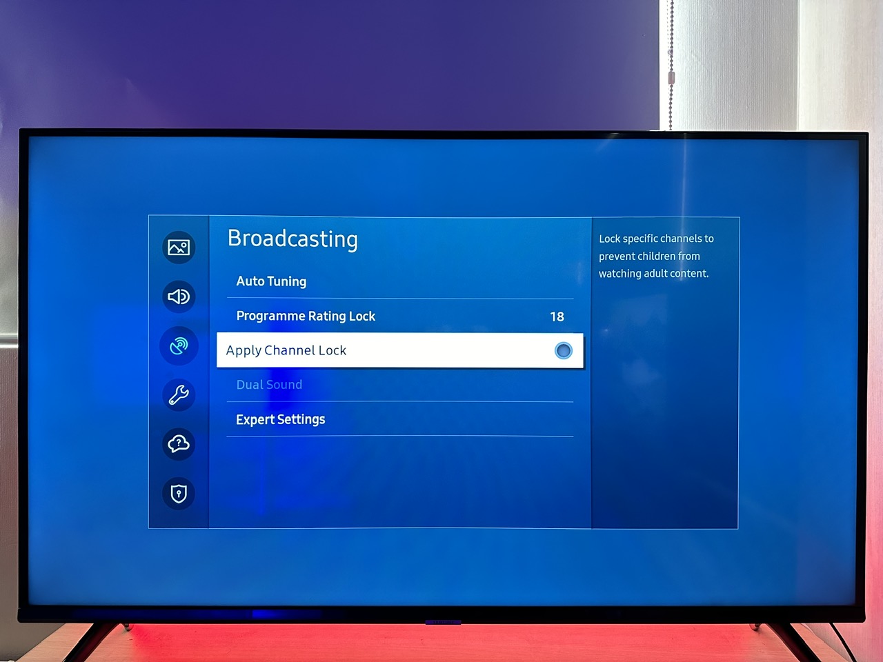 apply channel lock feature on a samsung tv is still disabled