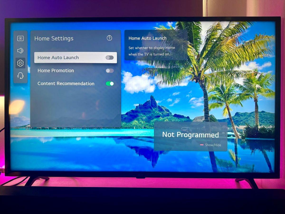 auto home launch option is toggled off on an lg tv