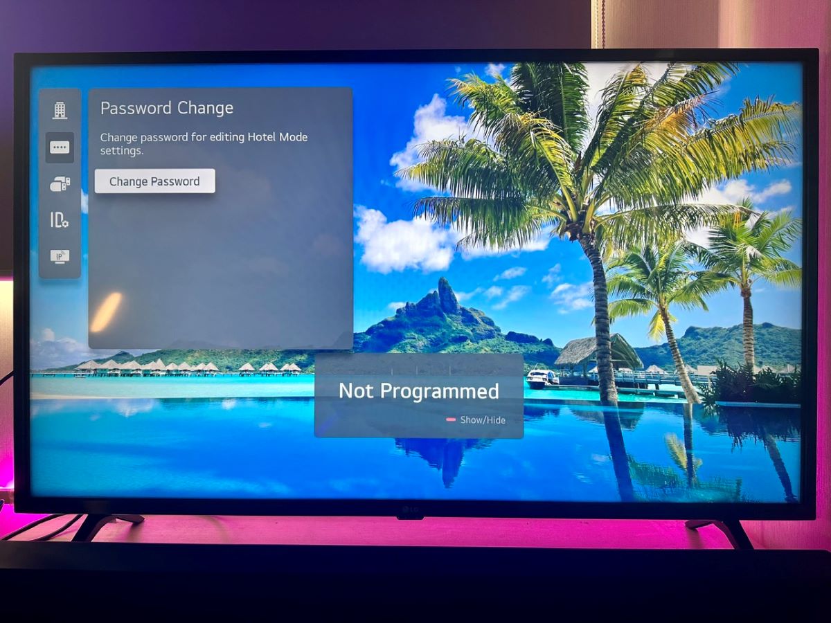 change password option is highlighted on an lg tv