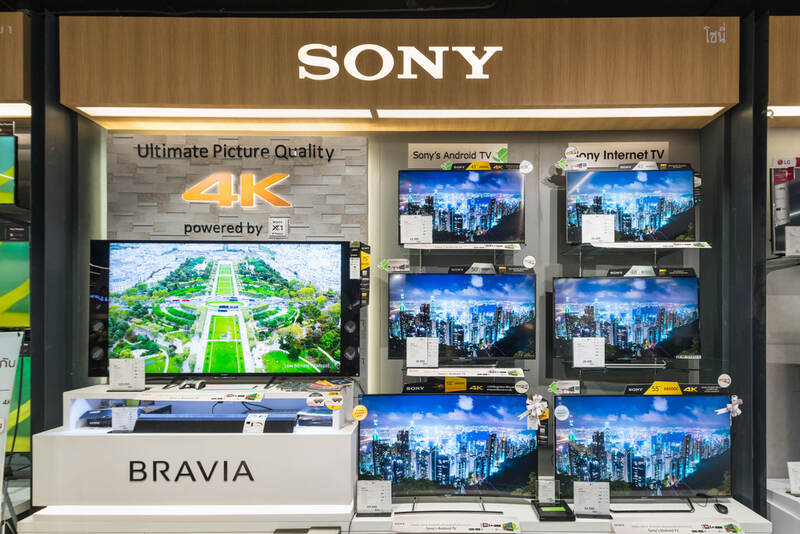 different Sony TVs on display