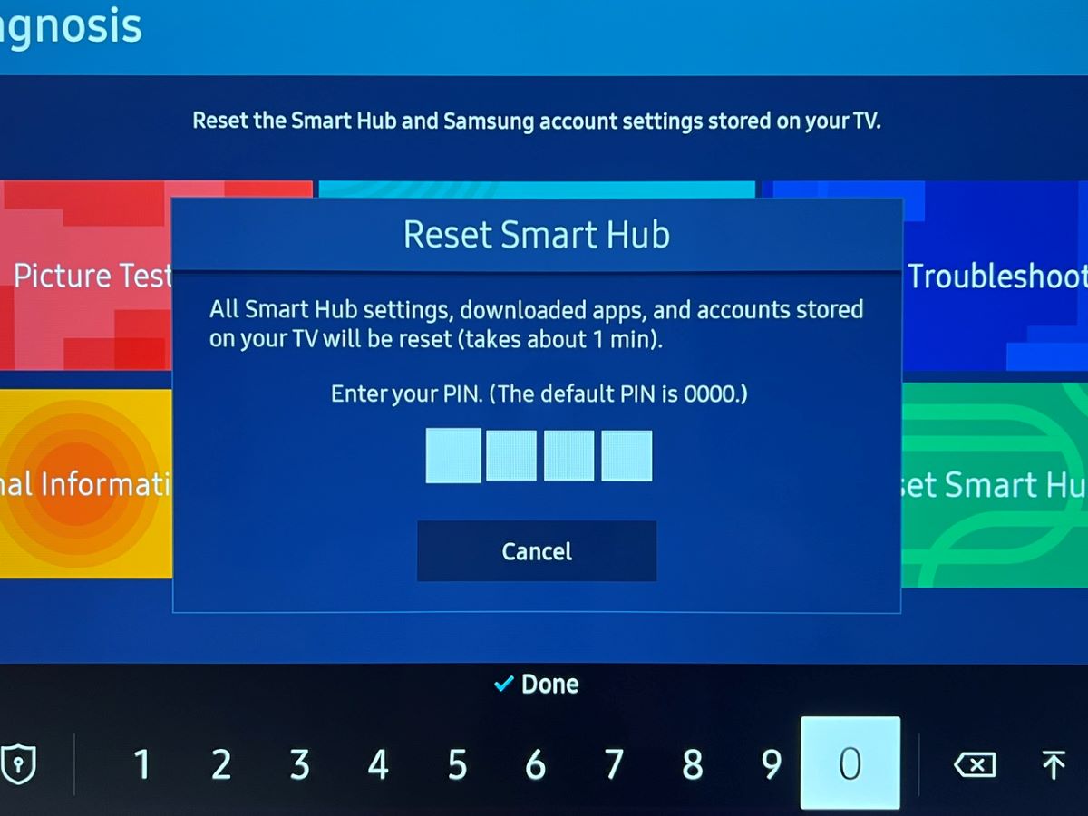 enter 4-digit pin to reset smart hub