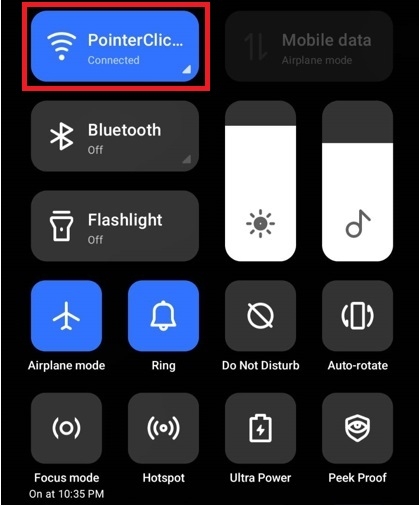 highlight the Pointer Clicker wifi on the phone screen