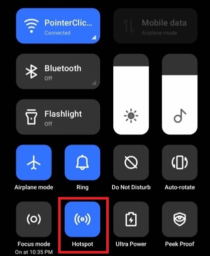 highlight the Wifi Hotspot on the phone screen