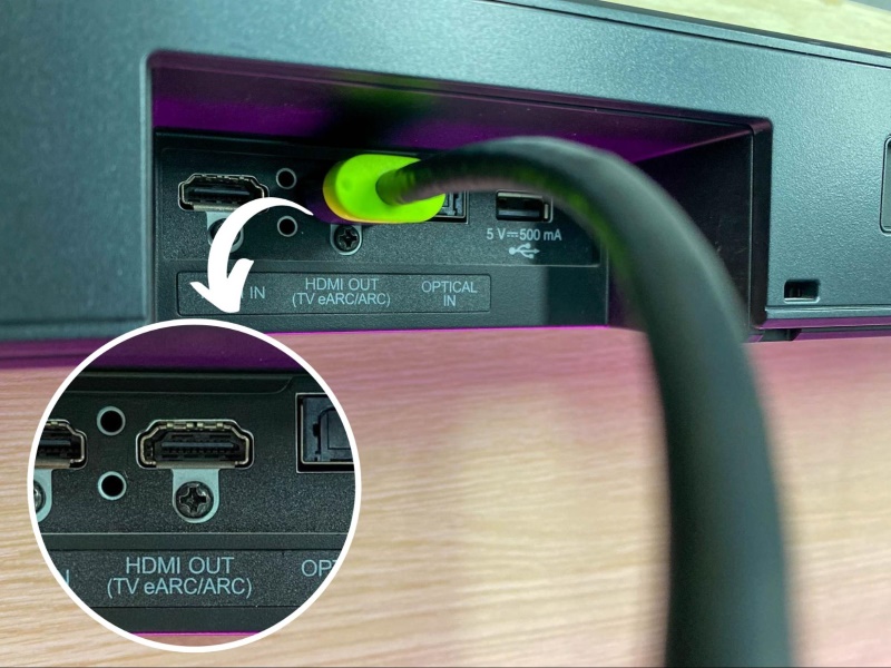 plug the HDMI cable into the HDMI ARC port on the soundbar