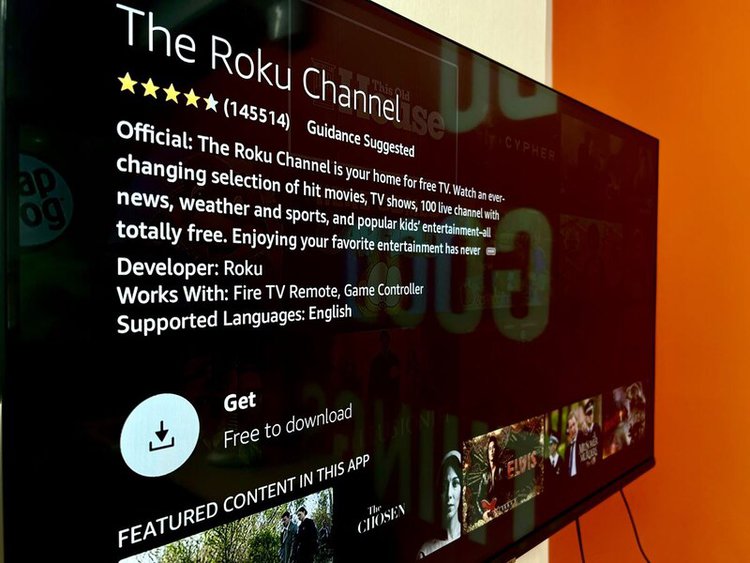 roku channel app on a TV screen