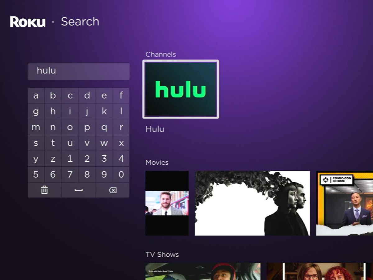 search for hulu on a roku