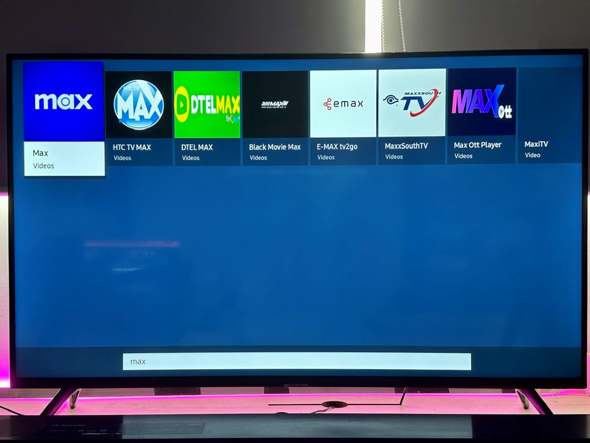 search for the max app on a samsung tv