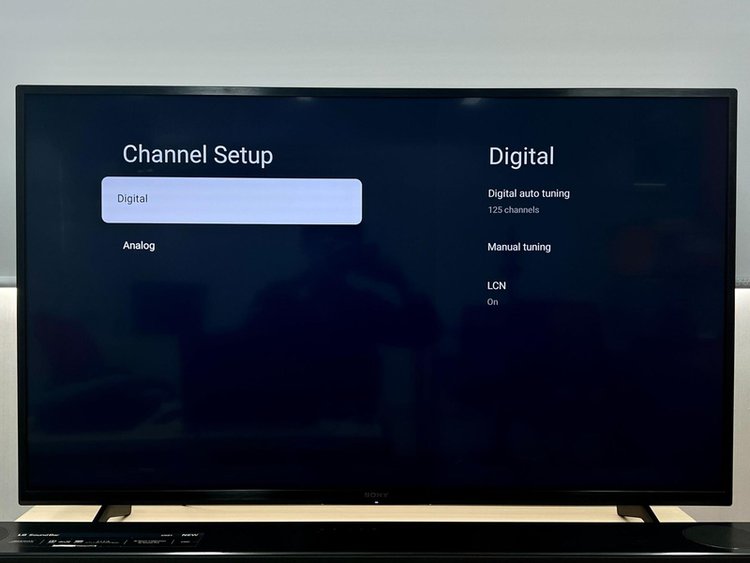select Digital in Channel Setup on Sony TV