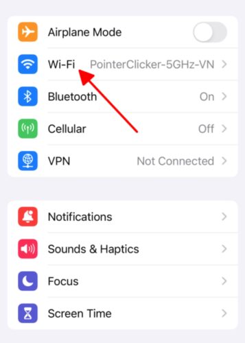 select Wi-Fi in the iPhone settings menu