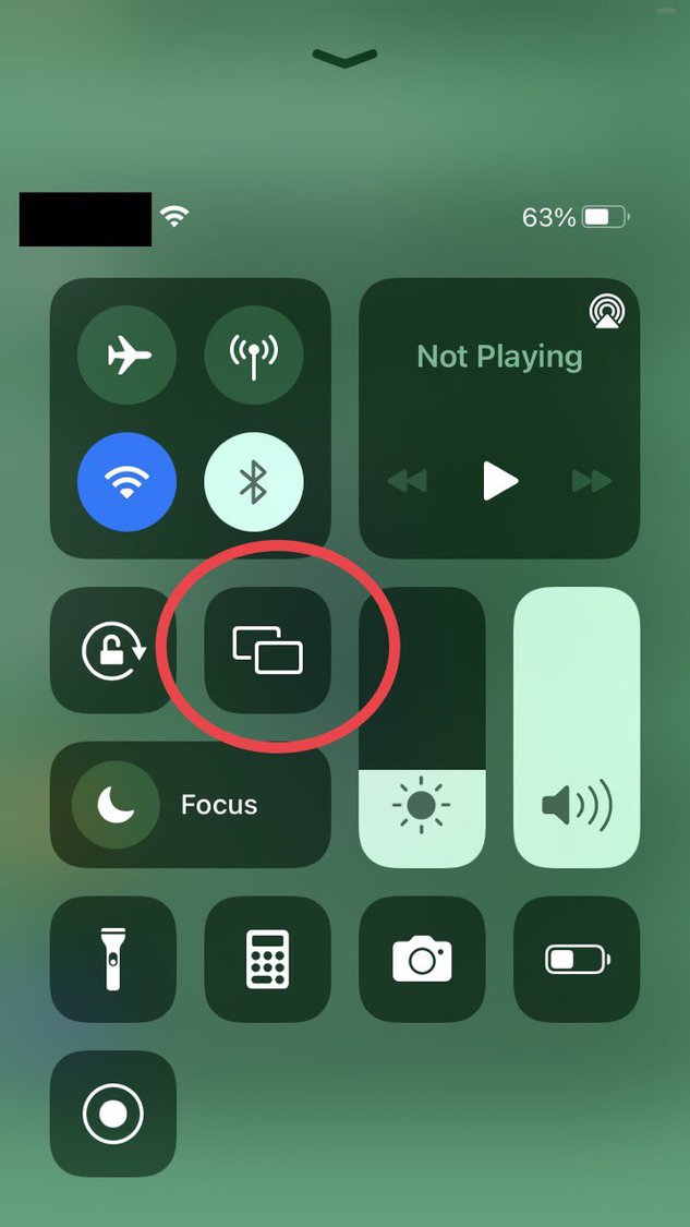 select screen mirroring icon on iPhone